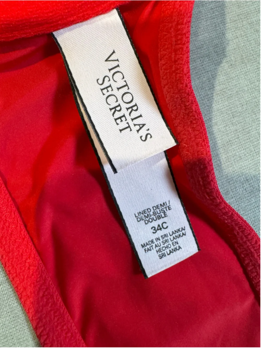 Women's Victoria's Secret Red Demi Push-up Racerback Front Close Bra Size 34C